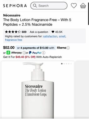 Nécessaire The Body Lotion Fragrance-Free Moisturizer — White